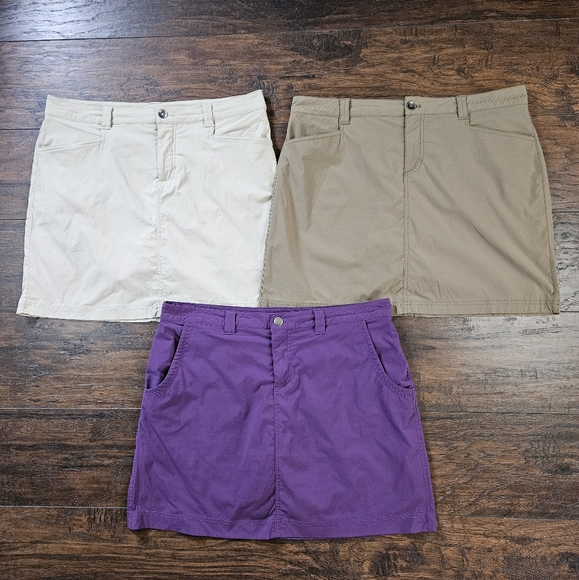 Eddie Bauer Women's Bundle of 3 Travex Stretch Tech Skorts Size 12 Purple Cream - Picture 2 of 16